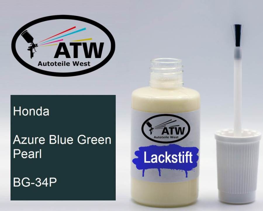 Honda, Azure Blue Green Pearl, BG-34P: 20ml Lackstift, von ATW Autoteile West.